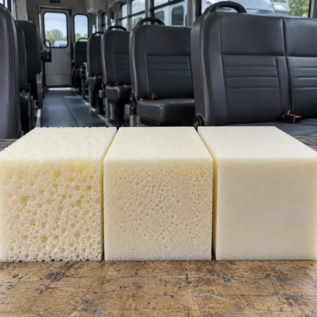 Foam densities used to refoam vehicle seats