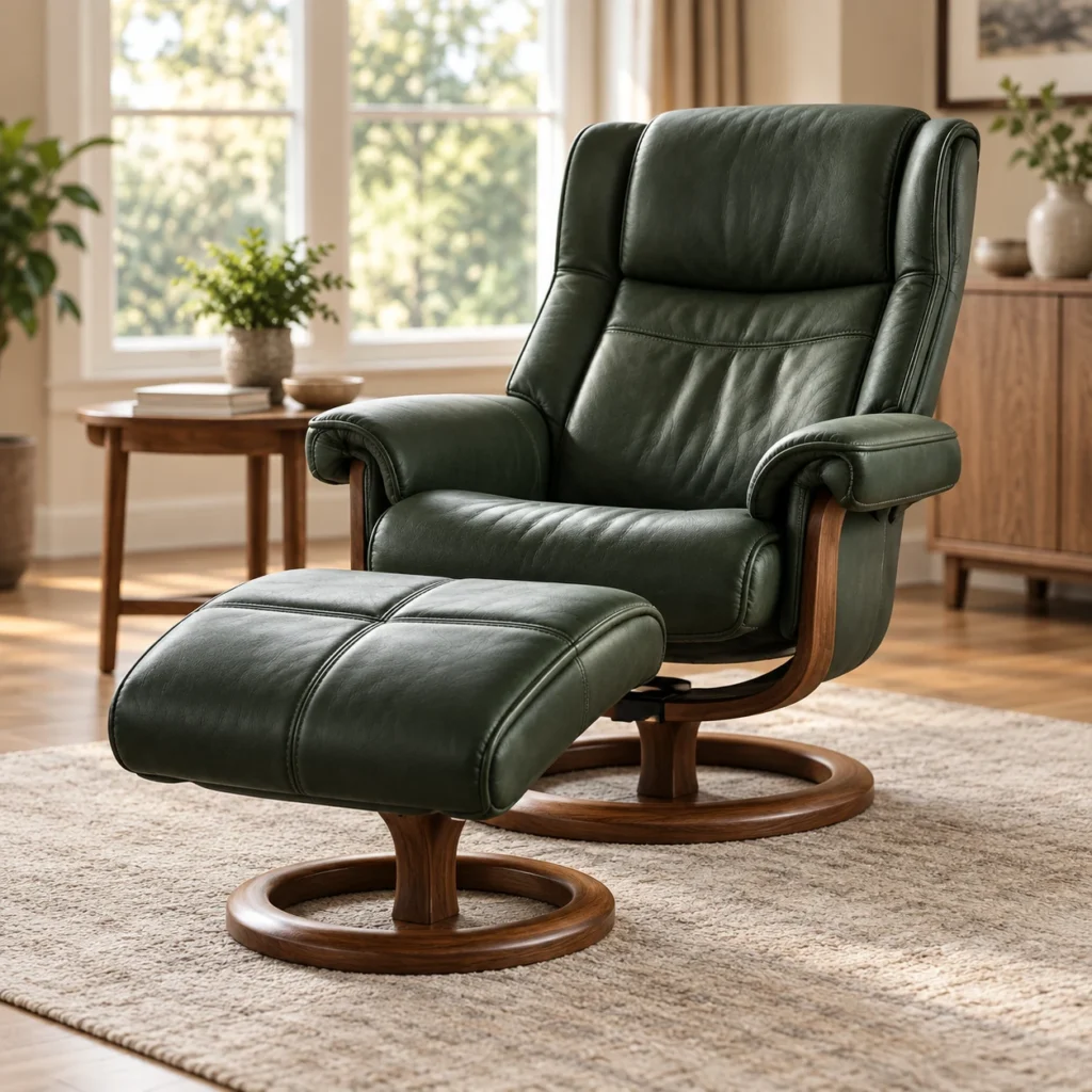 With Ottoman in leather