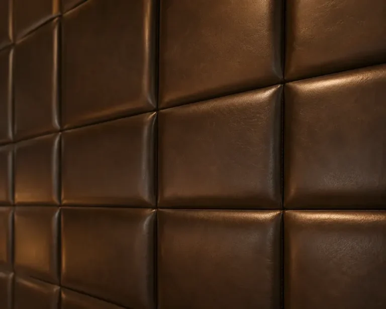 Leather wall panels restored for a hotel