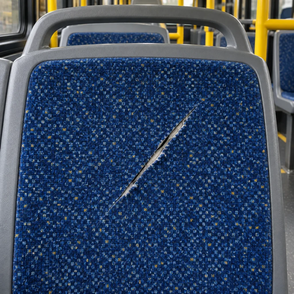 Slashes in a transit bus