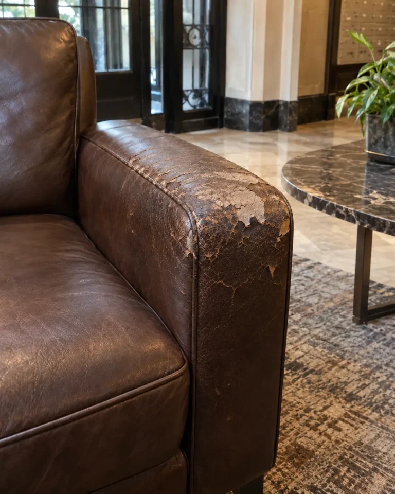 Lounge chair armrest left until the leather split