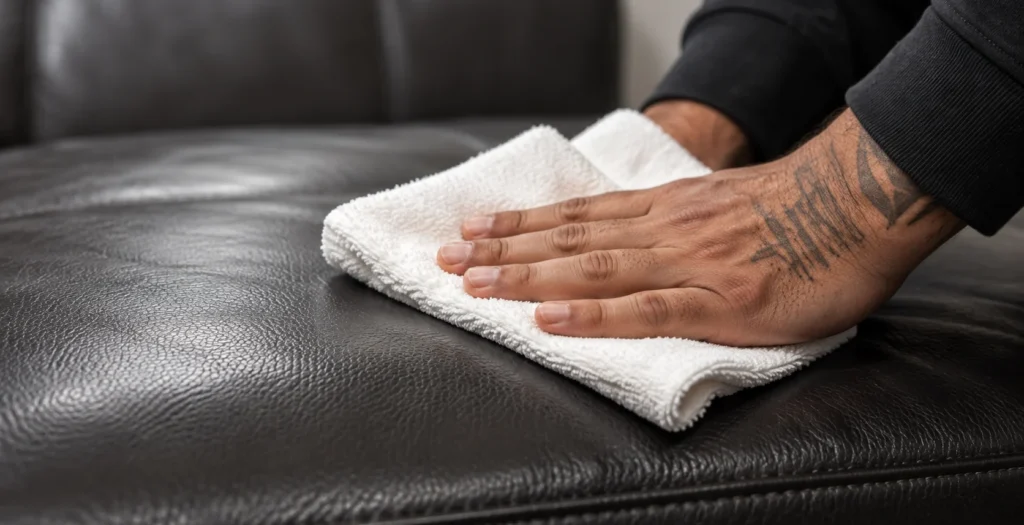 Leather bed work: clean and condition