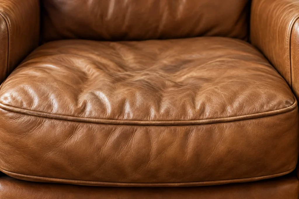 Baggy seats on a leather chair