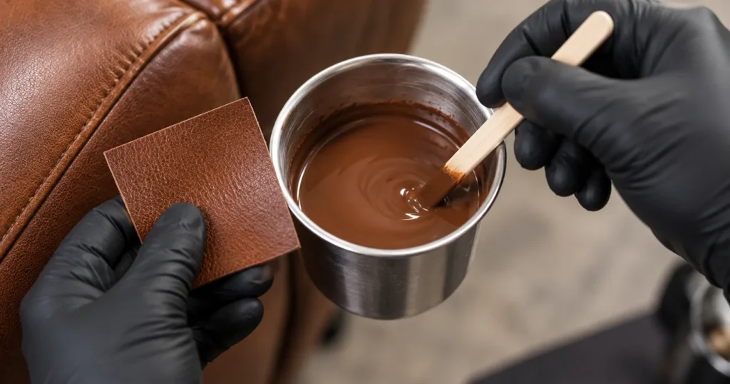 Pigment being mixed for a leather color match