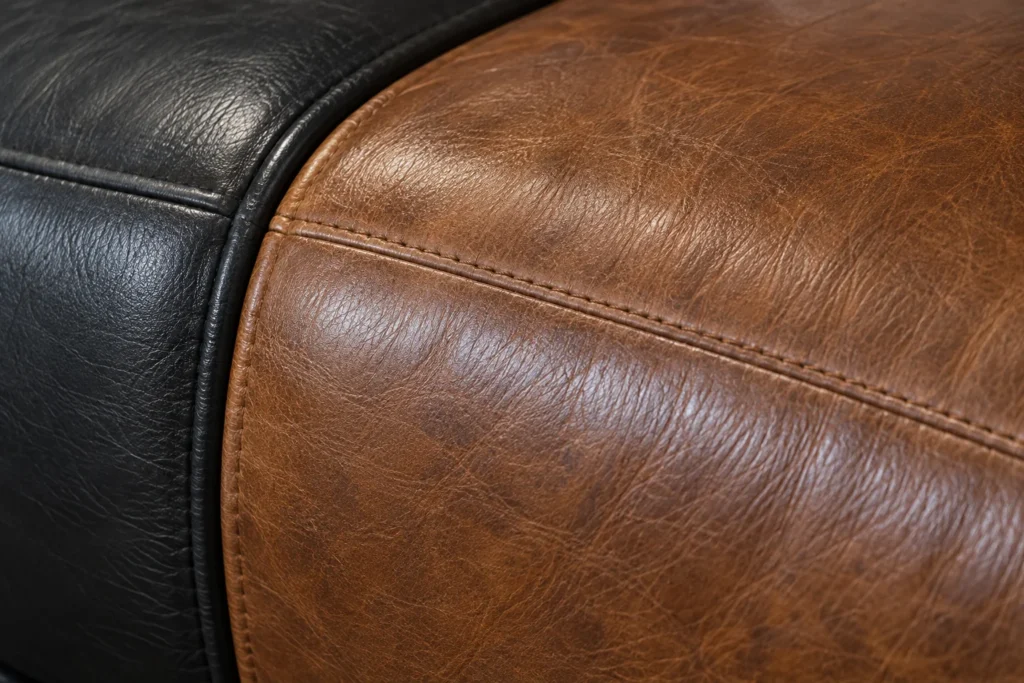 Black and tan hides with matching color samples