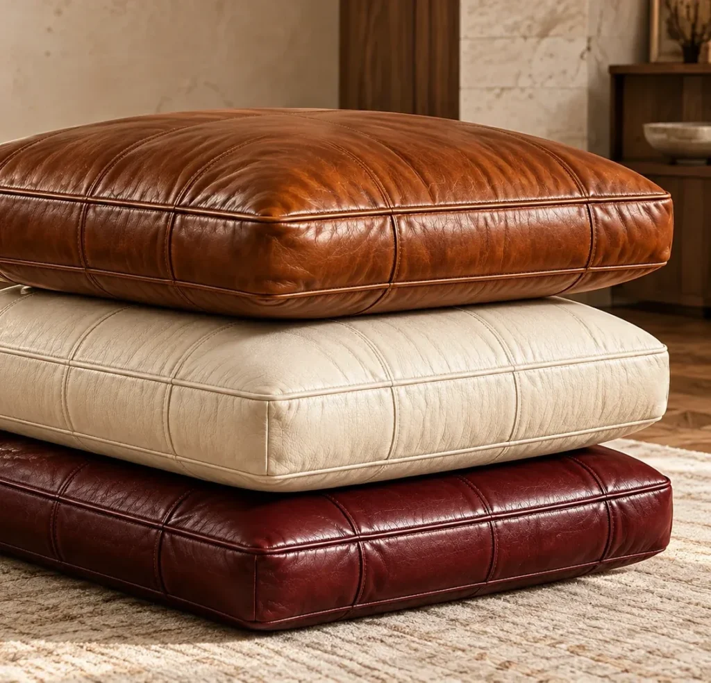 A rebuilt leather cushion