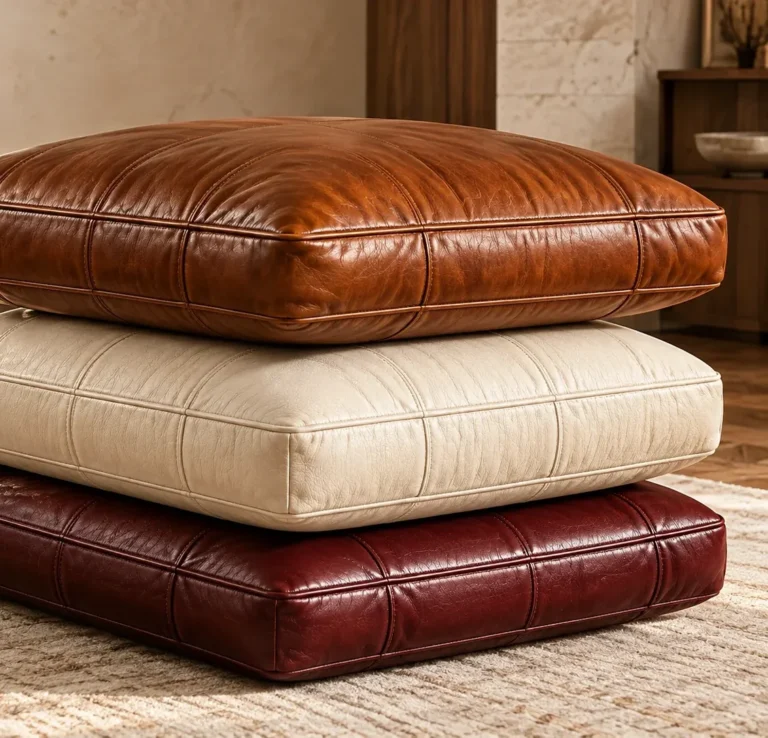 Three rebuilt leather seat cushions