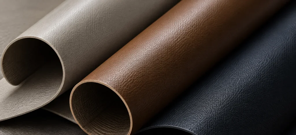 Rolled for shipping, whole upholstery hides