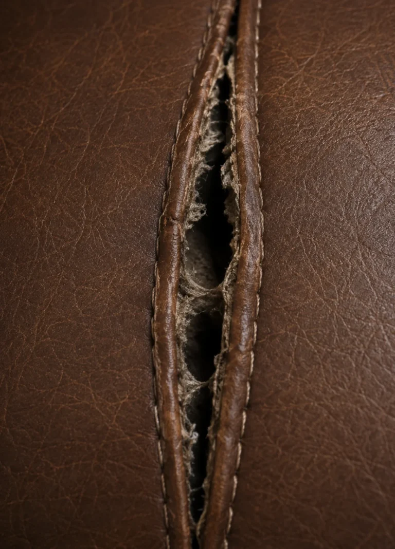 Popped stitching on hotel seating