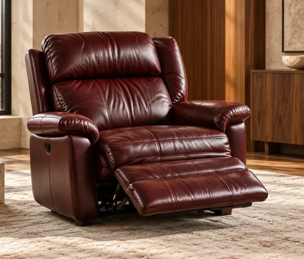A repaired leather recliner