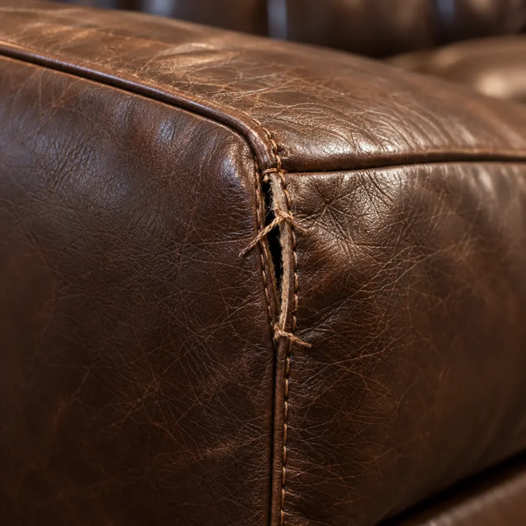 Open seams on residential lobby furniture