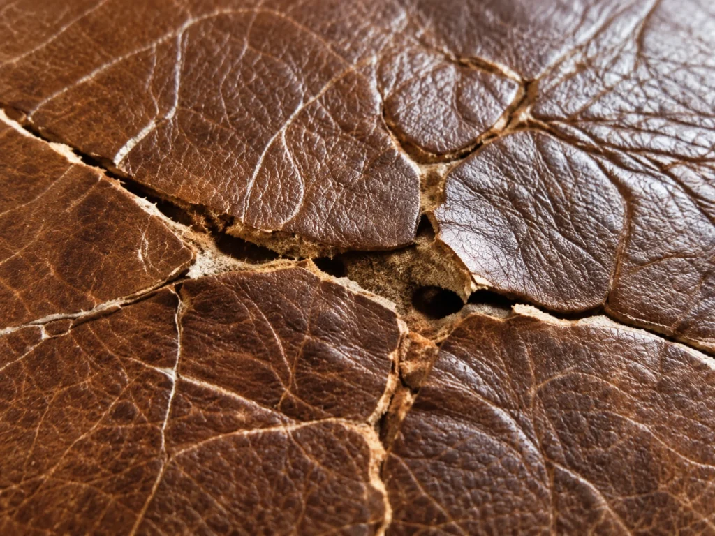 Cracks on a leather sofa