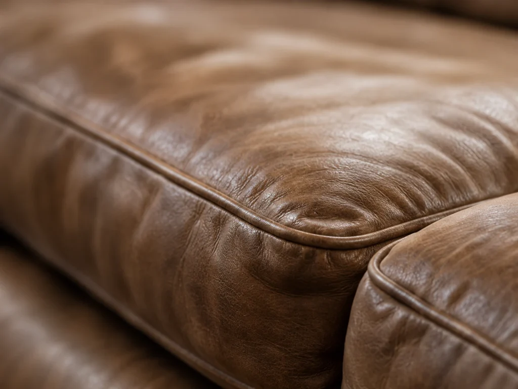 Cushion refill on a leather sofa
