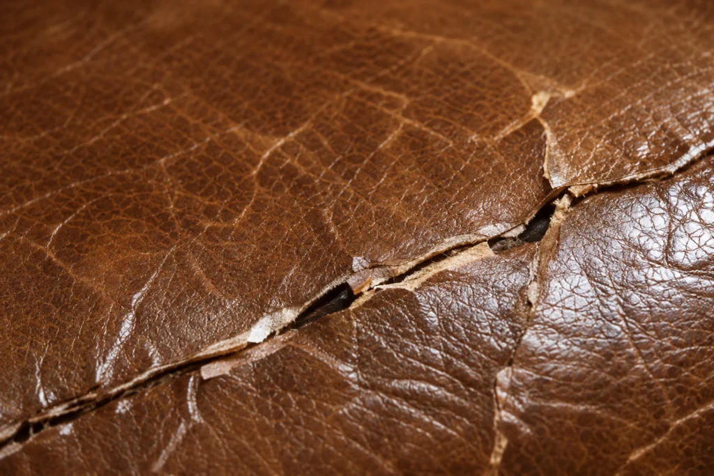 Crazing on a leather sofa