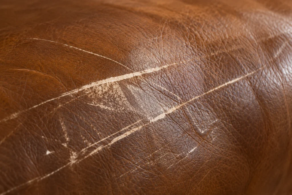 Scratches on a leather sofa