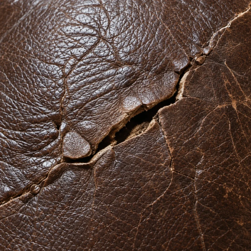Tears on a leather sofa