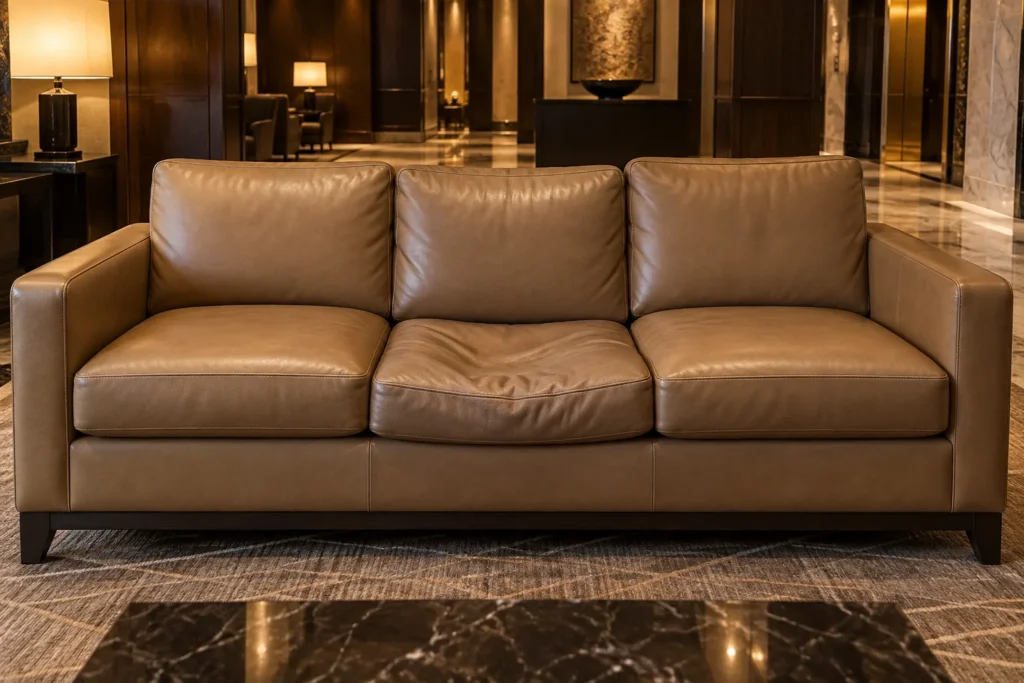 Sunken cushions on hotel lobby seating