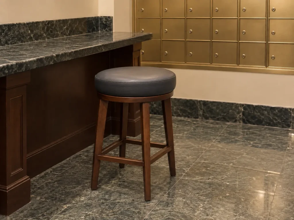 Same stool re-covered in matching vinyl