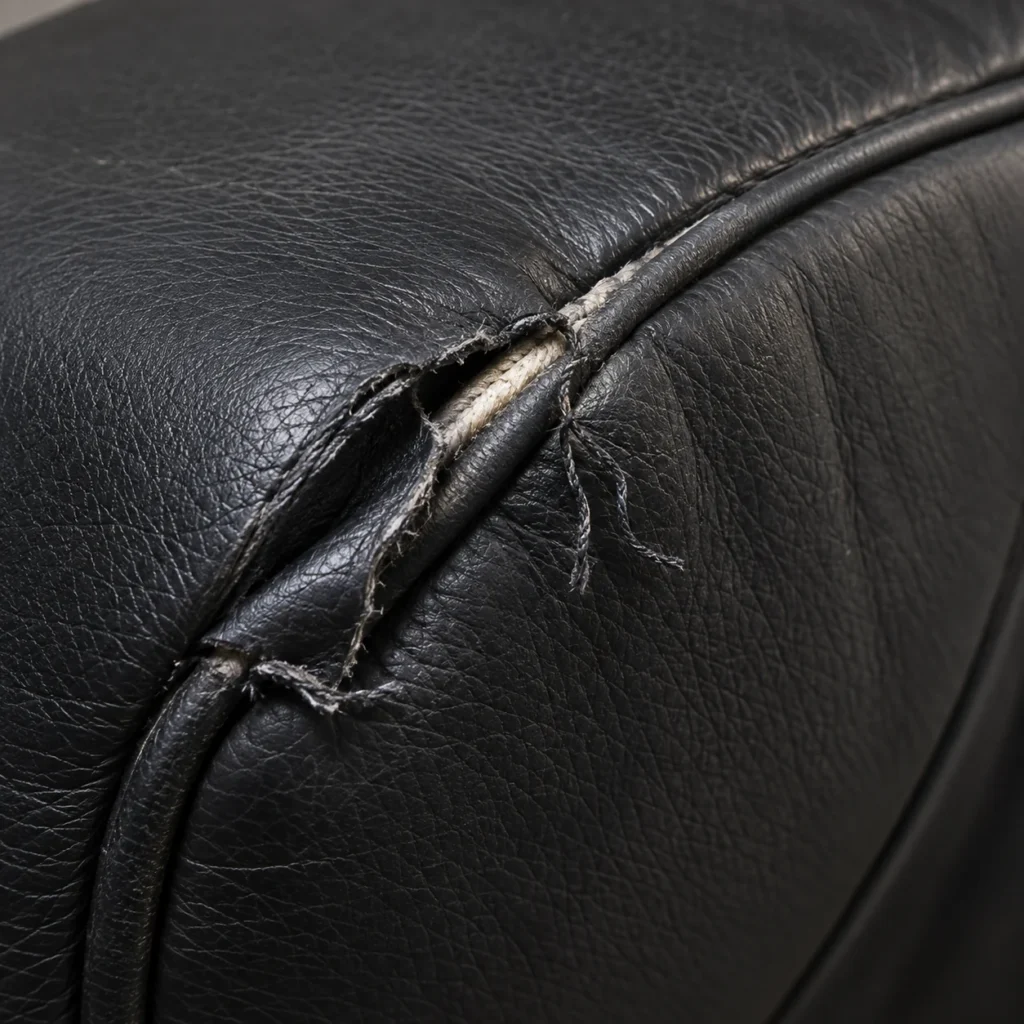 Close-up of massage chair stitching