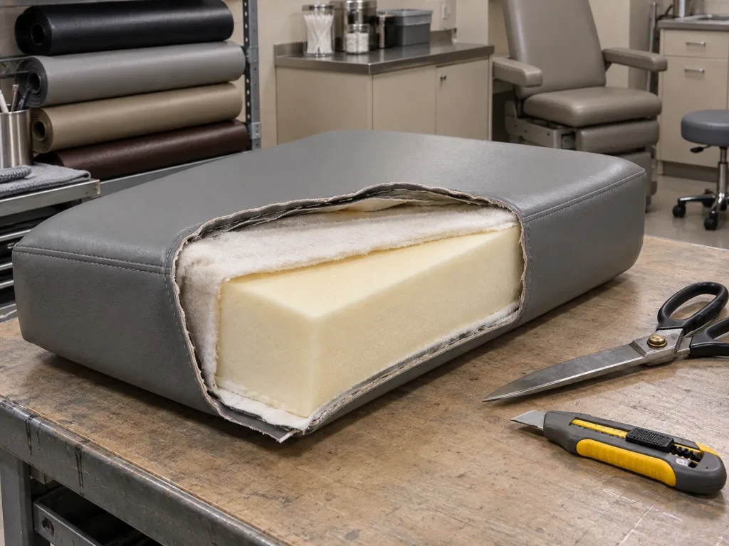 Protected foam for medical grade upholstery