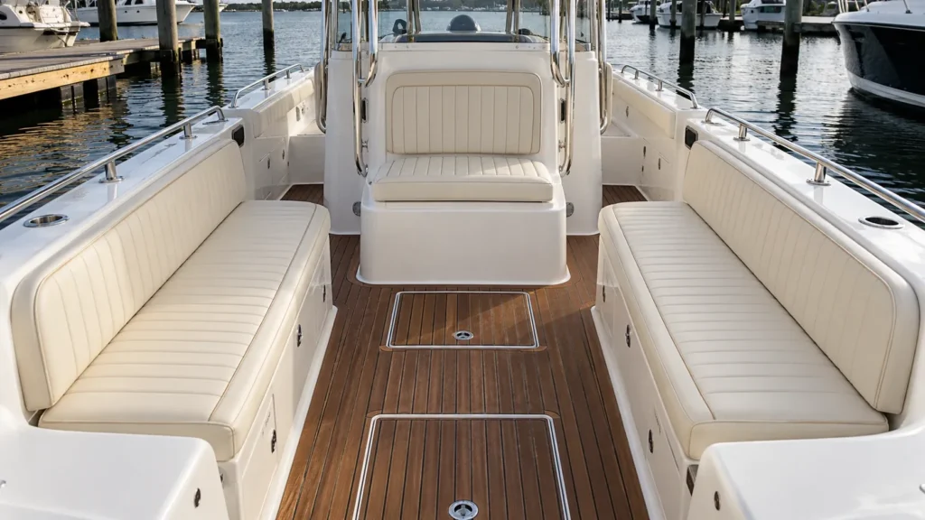 New cushions in a boat cockpit