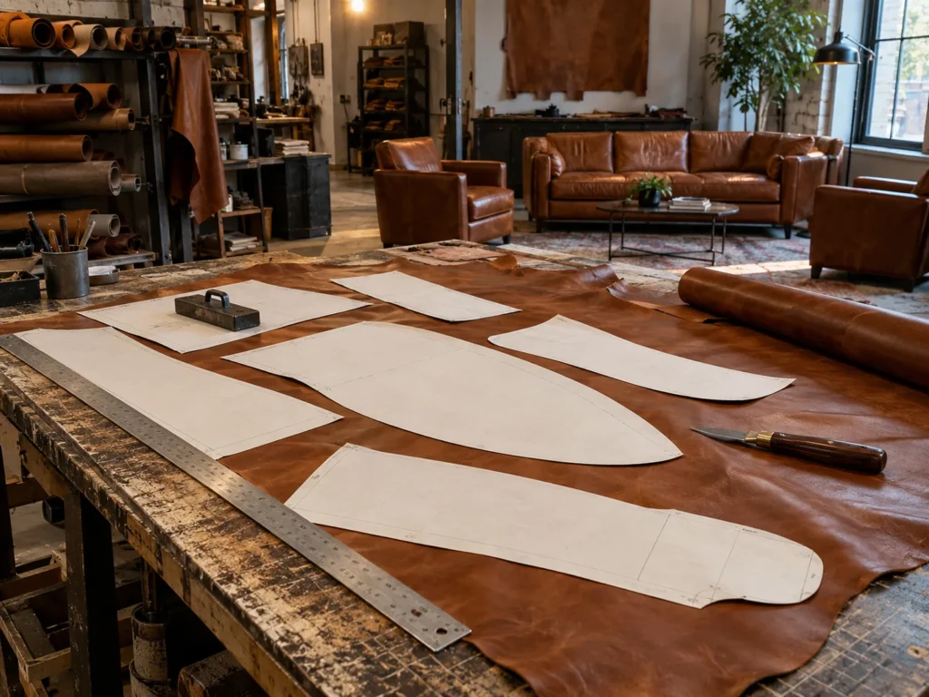 Panel by panel, leather dining chair work