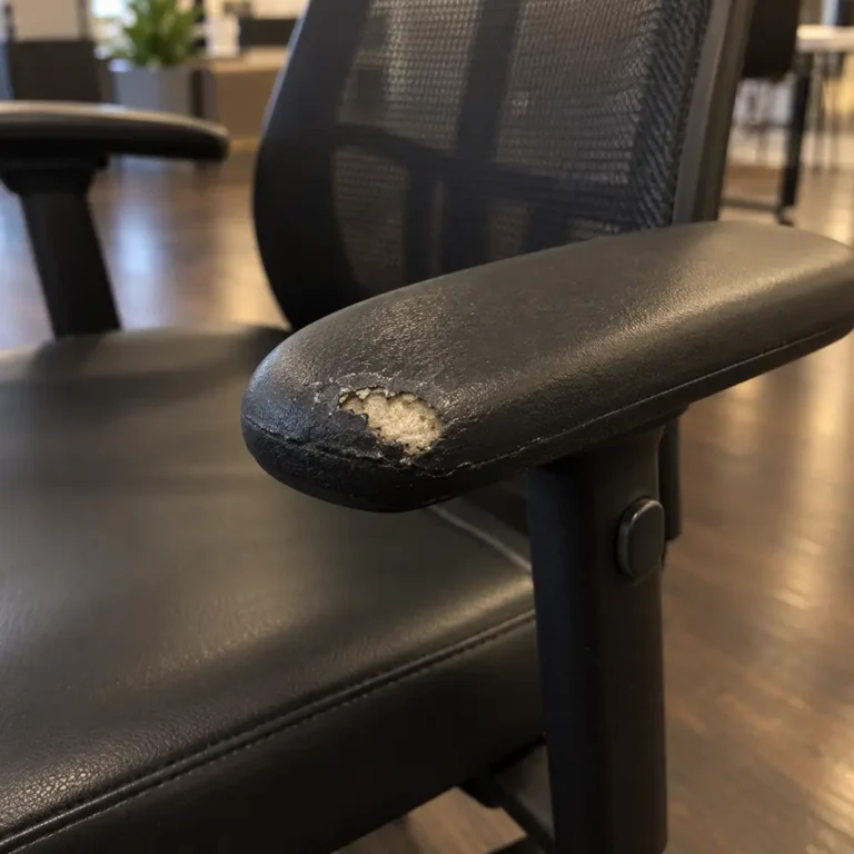Armrest caps on a building office chair