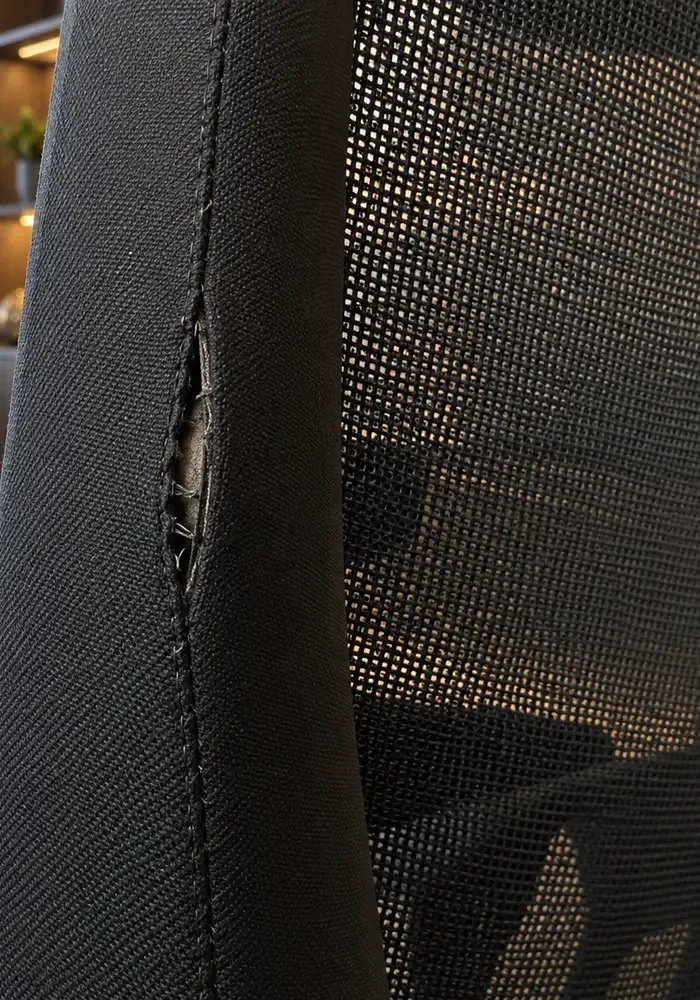 Back seams on a building office chair