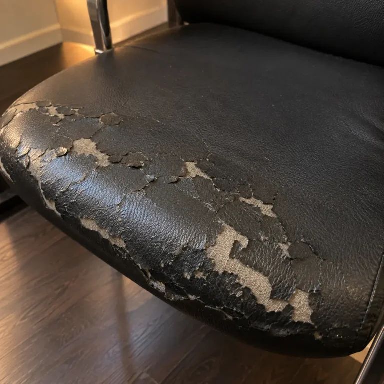Peeling bonded skin on a building office chair