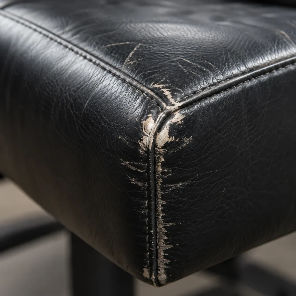 Seam rejoined on a boardroom chair