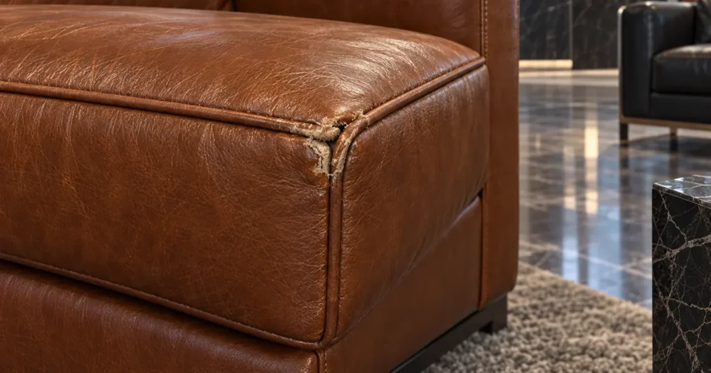Split piping on office lobby furniture