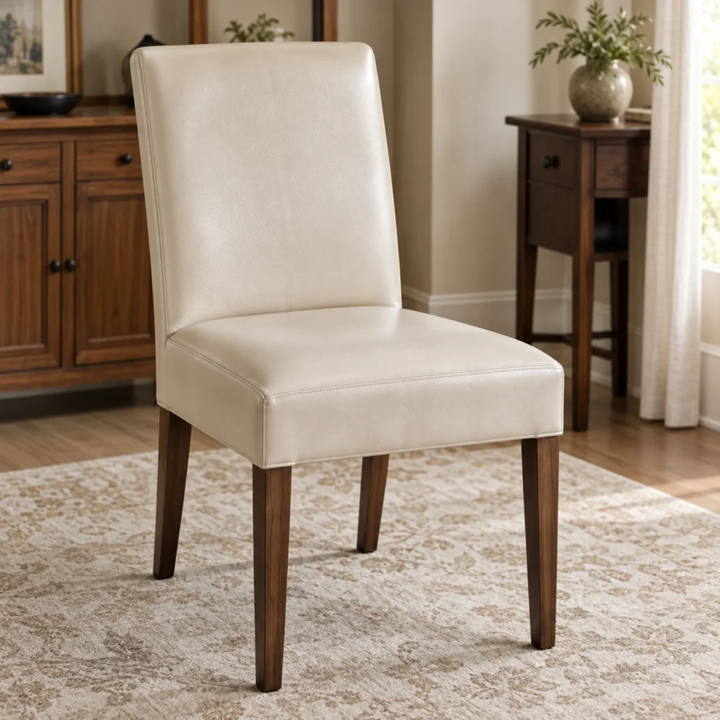 parsons style dining chair recovered in leather