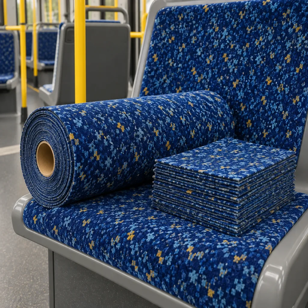 Matched moquette used to mend bus seats