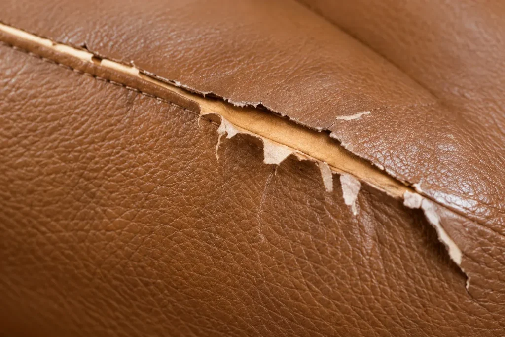 Leather peeling: along the seams