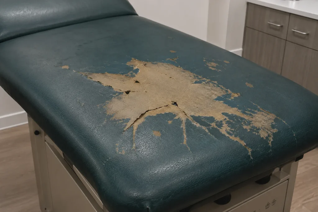 Flaking on an exam table top