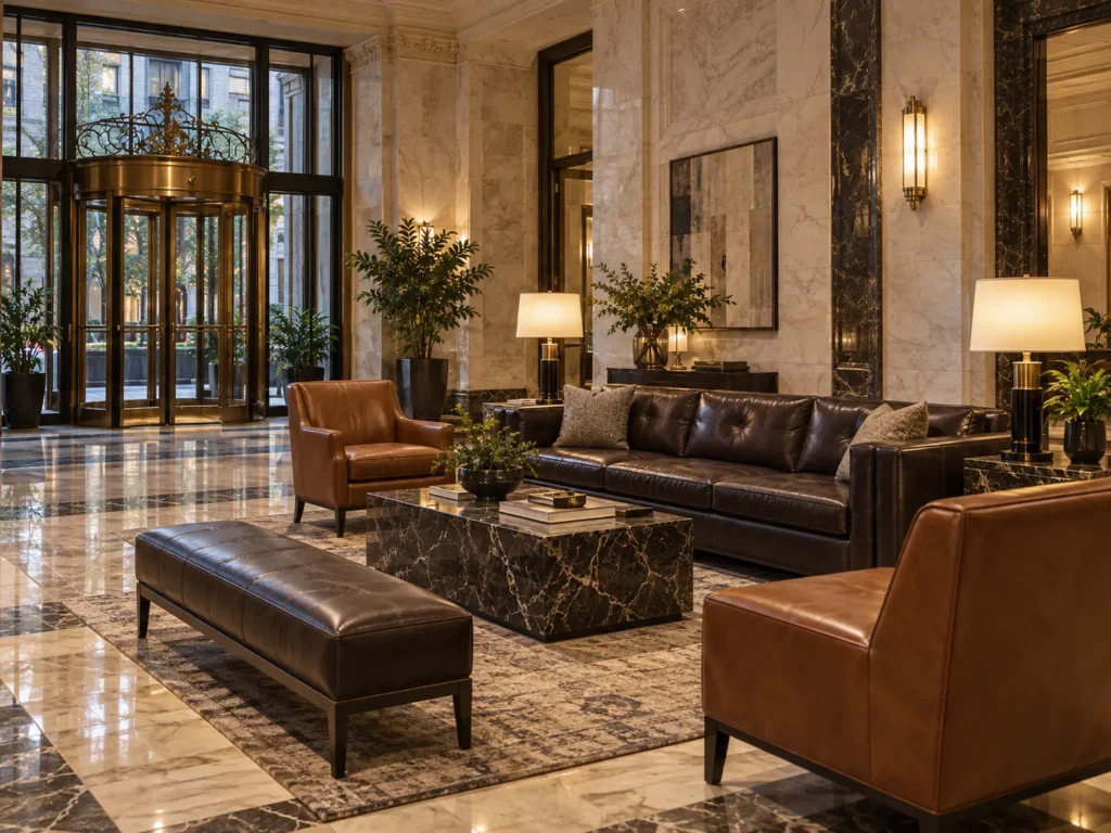 Lobby furniture in a hotel