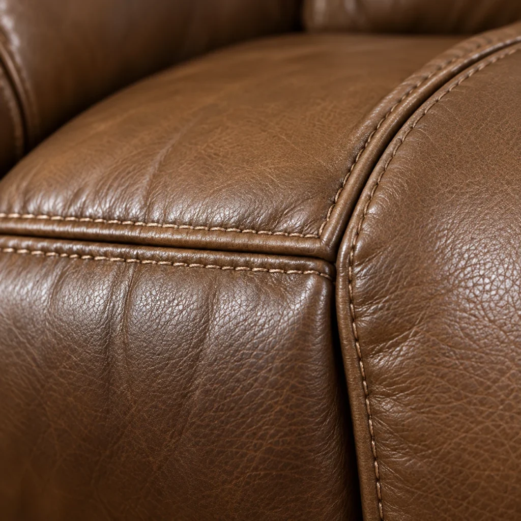 Back-to-arm on a leather recliner