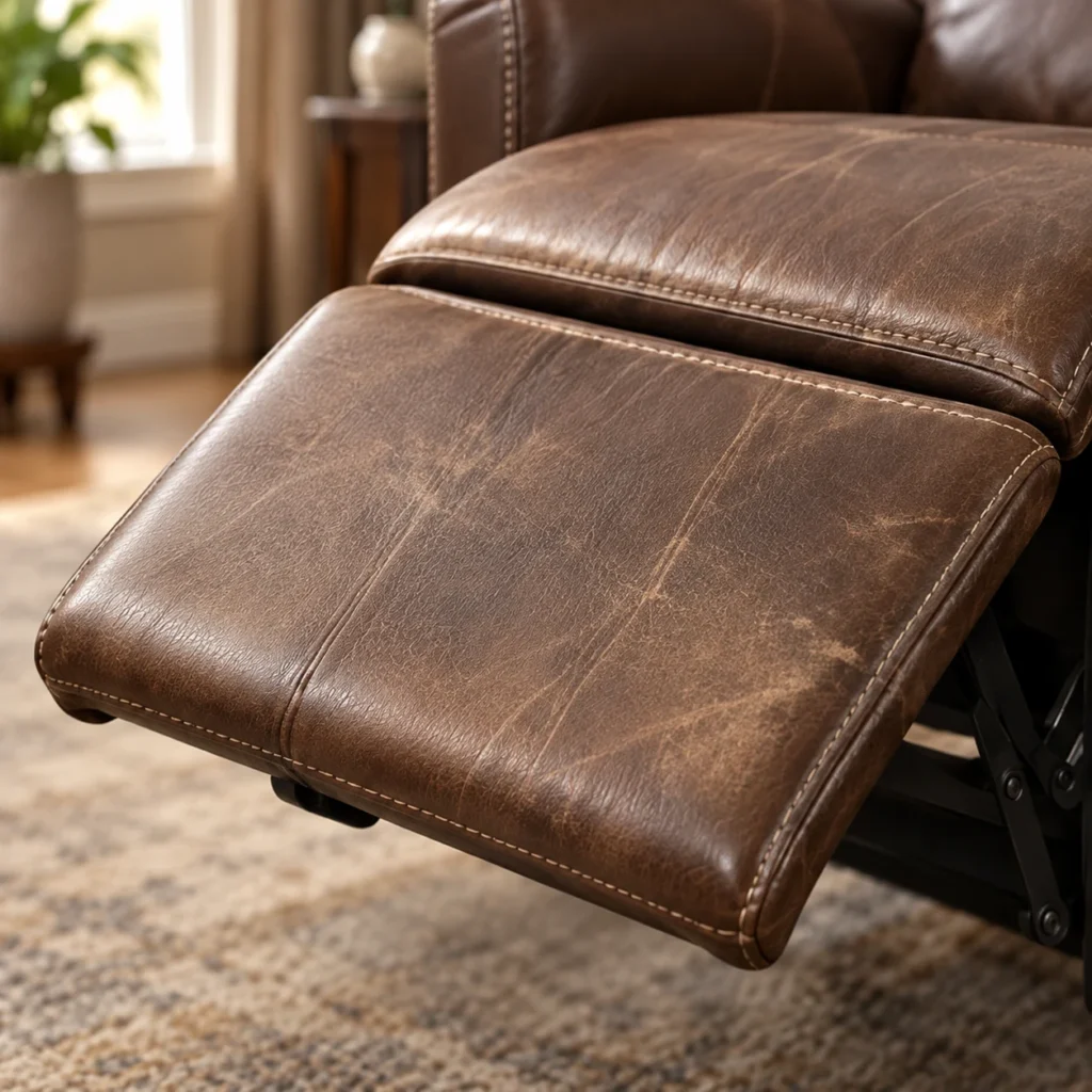 Footrest on a leather recliner