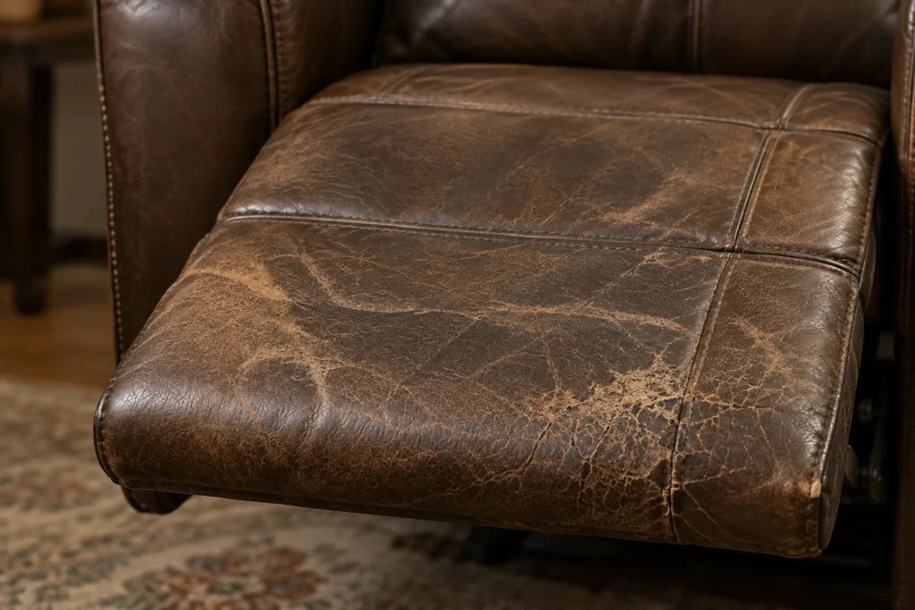 Seat front on a leather recliner