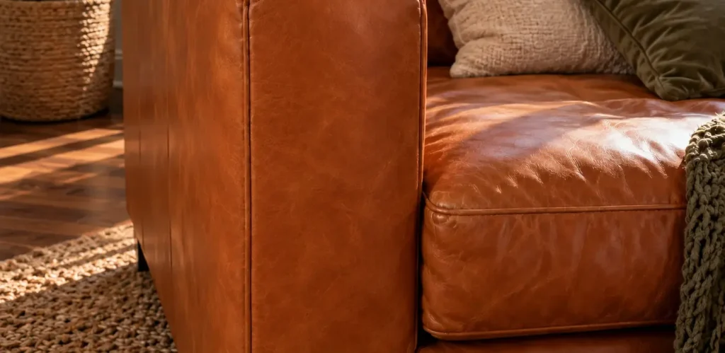 Same sofa arm after the scuffs were repaired