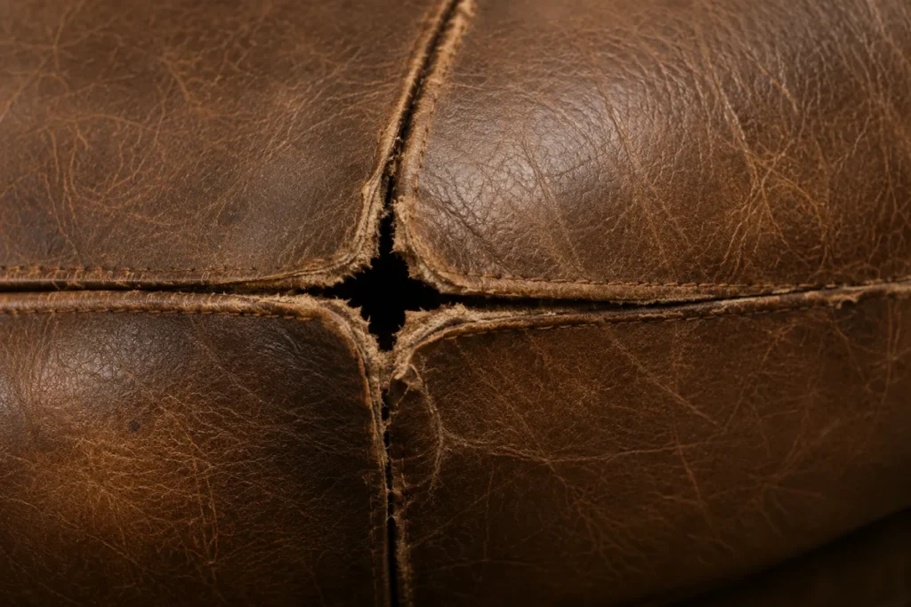 Rips and holes on restaurant furniture