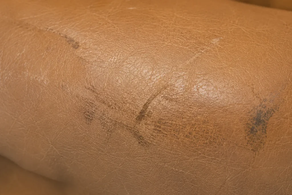 Rubbed edges on restaurant leather