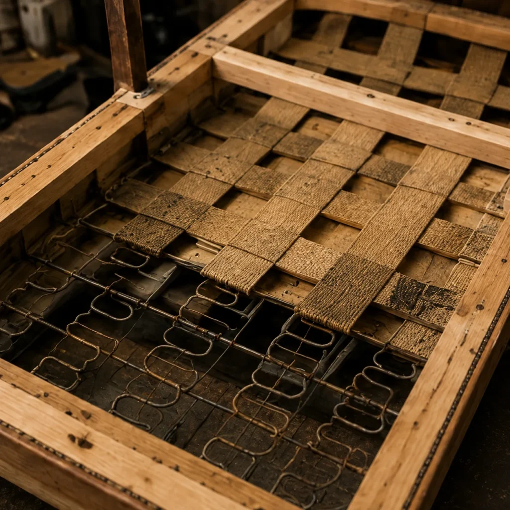 Webbing during bar furniture reupholstery