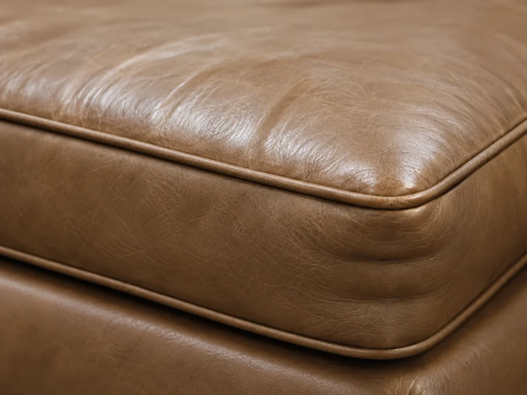 Corner of a leather cushion repaired instead of replaced