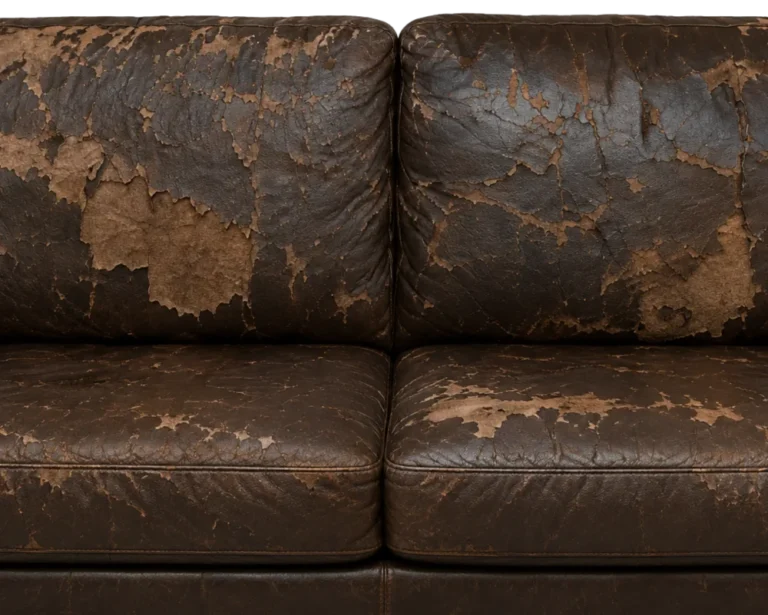 Leather furniture that needs reupholstery: the whole piece is going