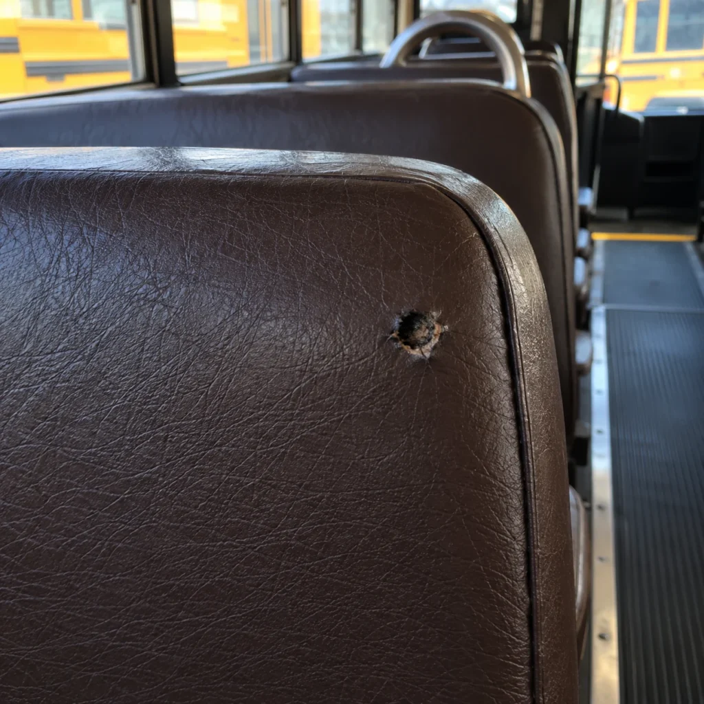 Burn holes in a school bus