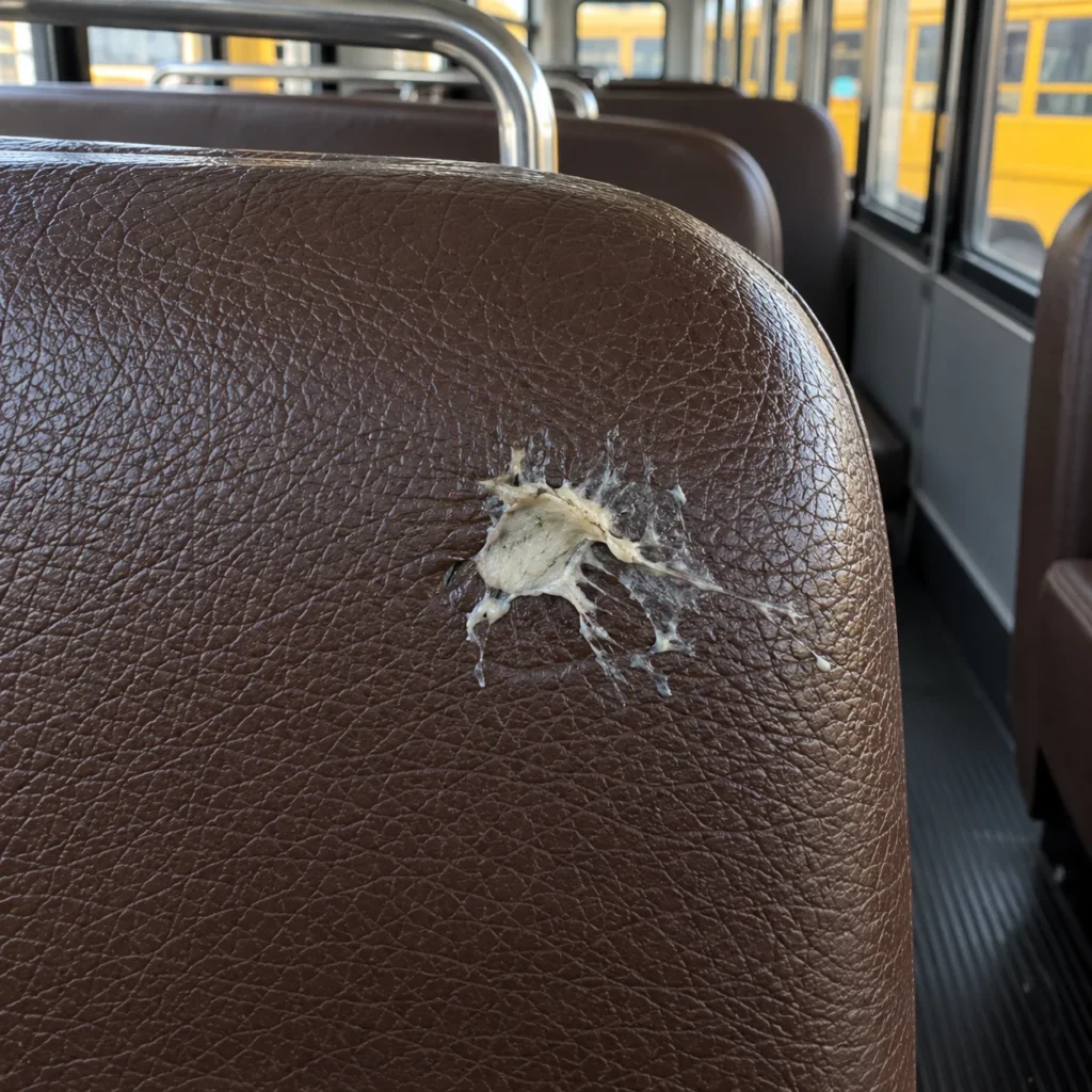 Gum in a school bus