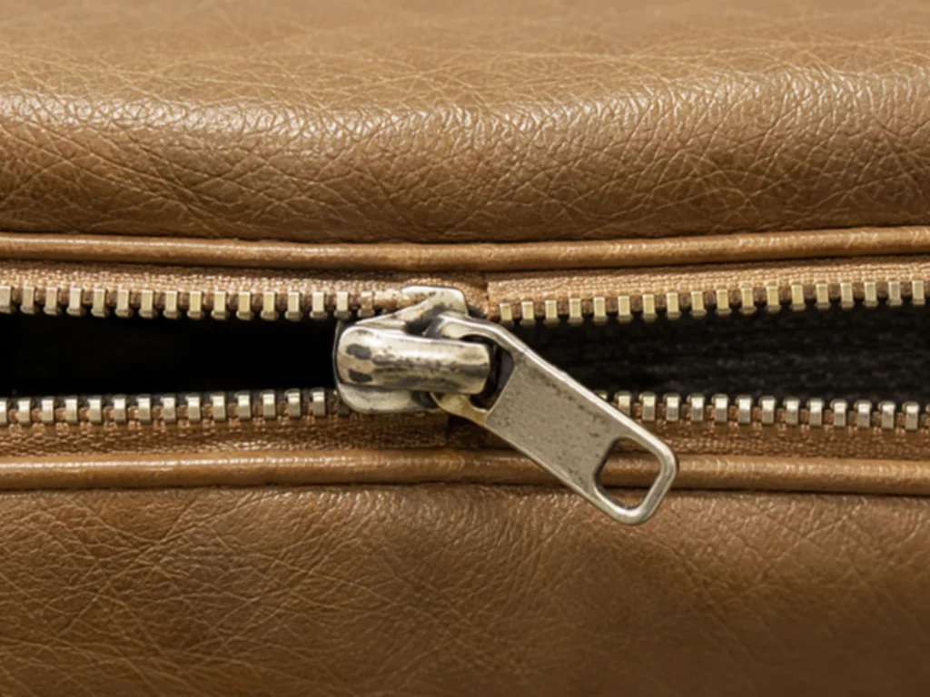 Zippers detail on a cushion