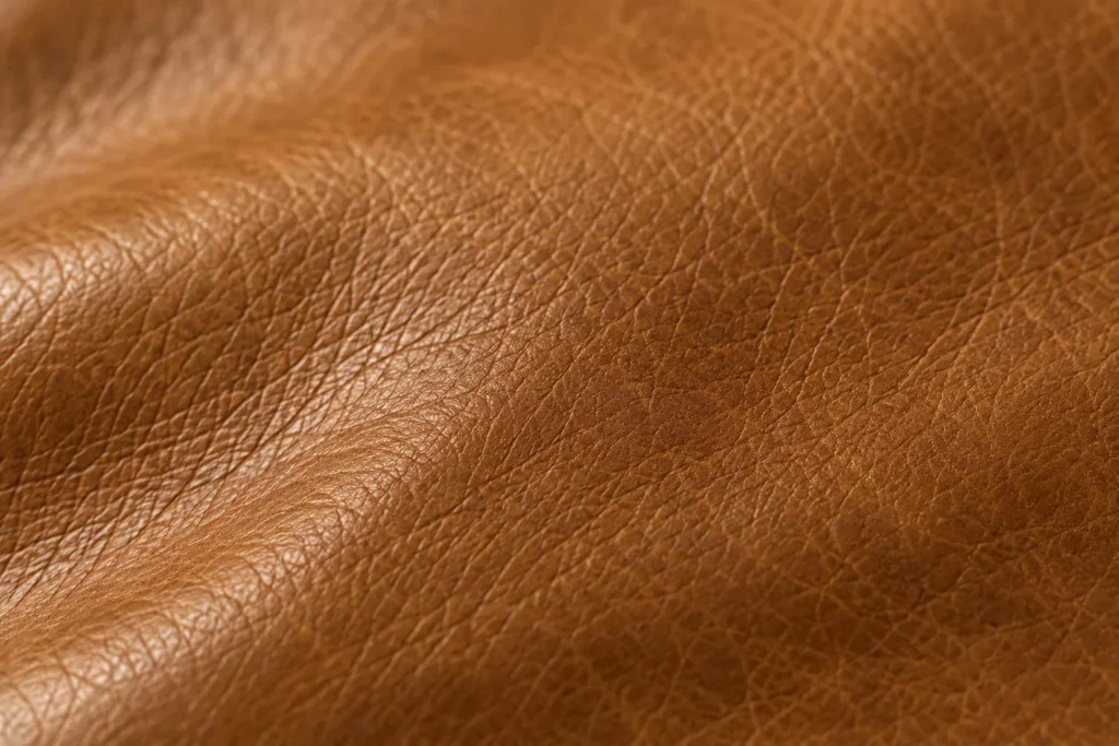 Semi-aniline leather finish, close-up