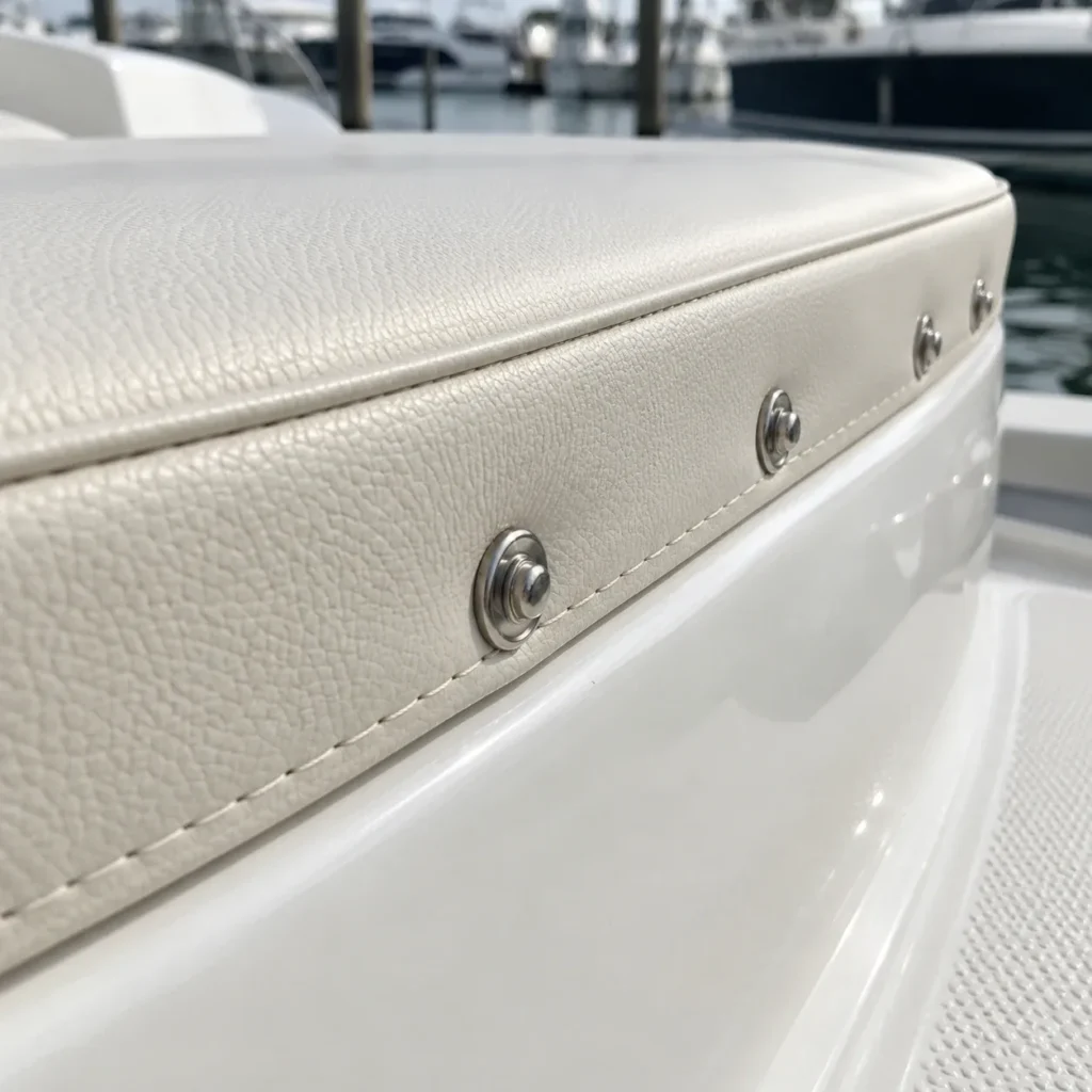 Snap rows on boat upholstery